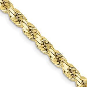 4.25mm 10K Yellow Gold Diamond Cut Solid Rope Chain Necklace, 28 Inch